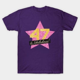 47th Birthday Gifts Women Fabulous - Pink Gold T-Shirt